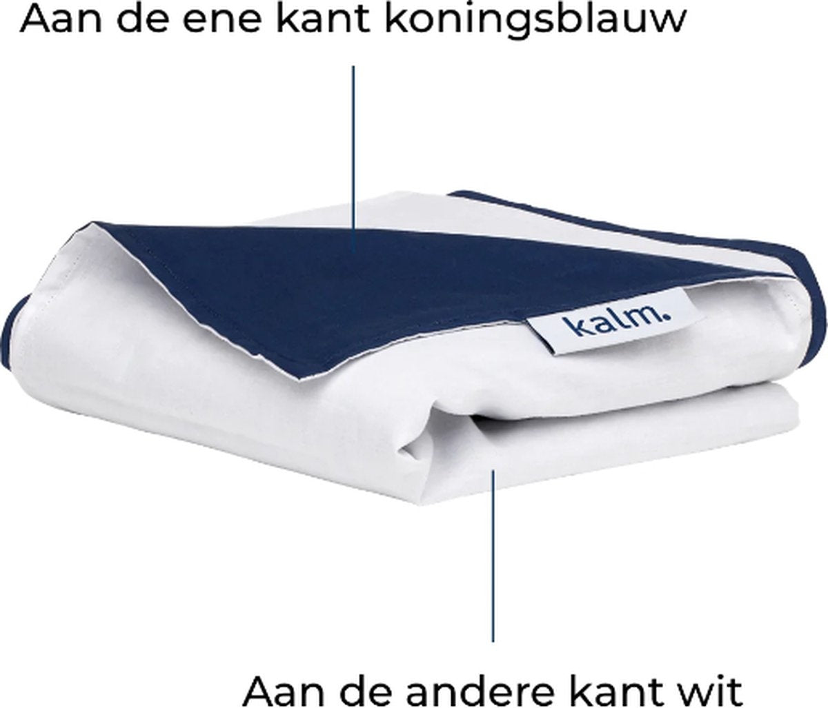 Kalm 4-Seizoens Duvet cover 2 Persoons - Verzwaringsdeken hoes - 200x220 cm - Luchtig & Ademend - Wit & Navy Blauw