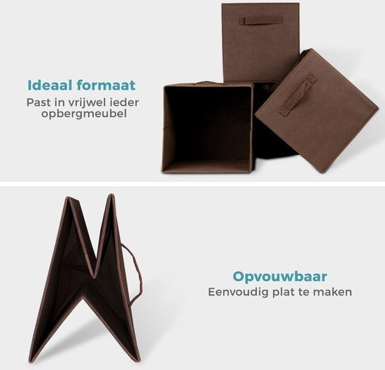 LifeGoods Kast Organizers - 6 Stuks - 20L - Textiel - Bruin