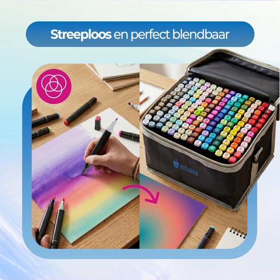 Roegaarden Twinmarkers 168 stuks - Stiften - Alcohol Markers - Markeerstiften - Makkelijk opbergen