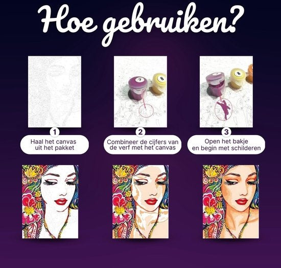 Rubye® Schilderen Op Nummer Volwassenen – Kleurrijke Kat – Inclusief Verf en Penselen – Canvas Schildersdoek – Kleuren op Nummer – 40x50cm