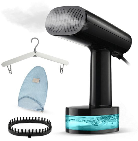 Vapore Kledingstomer - Handstomer 1640W - met Inklapbare Hanger & Opbergtas - Stoomapparaat 360ML - Steamer voor Kleding en Meubilair - 2.5m Snoer - Travel Kit