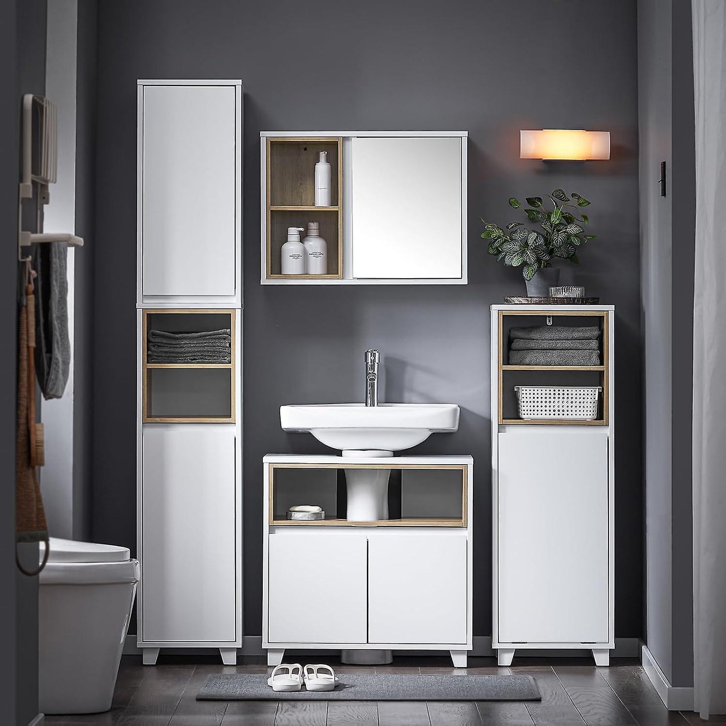 SoBuy - Onder de Gootsteen Badkamerkast - 60 x 30 x 61cm - Wit