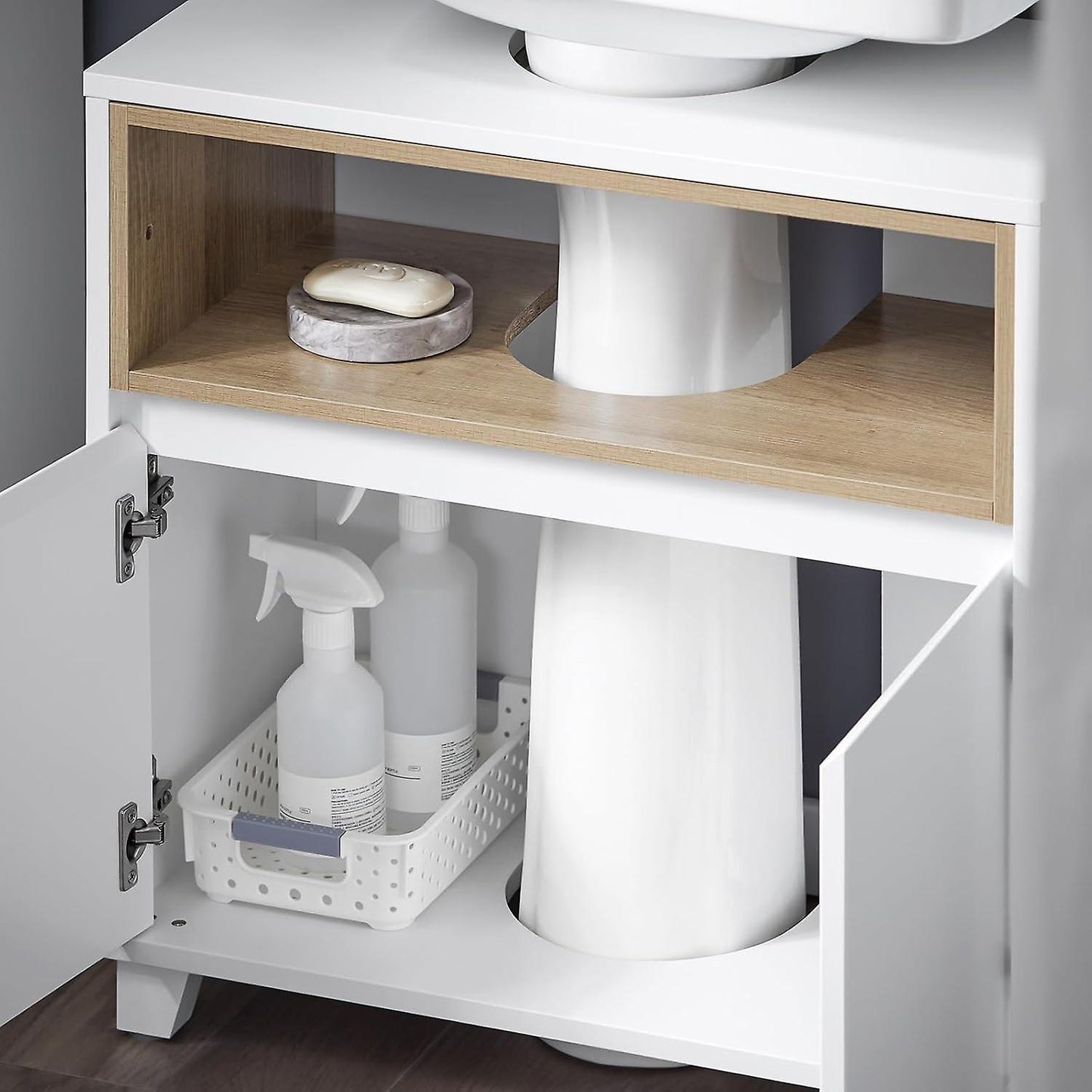 SoBuy - Onder de Gootsteen Badkamerkast - 60 x 30 x 61cm - Wit