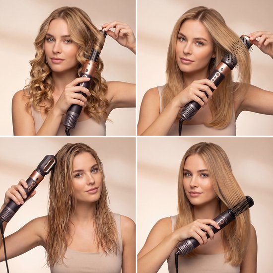 Princess Airstyler Plus 529215 – 6‑in‑1 Föhnborstel – 1000W – Met 6 opzetstukken – 3 Warmtestanden – 2 Snelheden – LED‑indicator