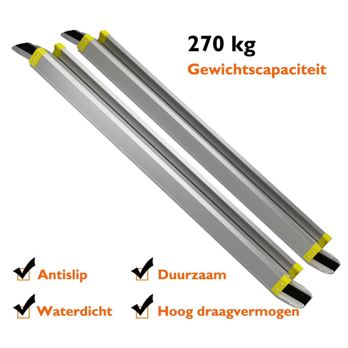 Coast Telescopische Rolstoelhelling Set van 2 - Aluminium Oprijplaten met Antisliplaag - 91,5-152,5 cm - Zilver - Draagvermogen 270 kg