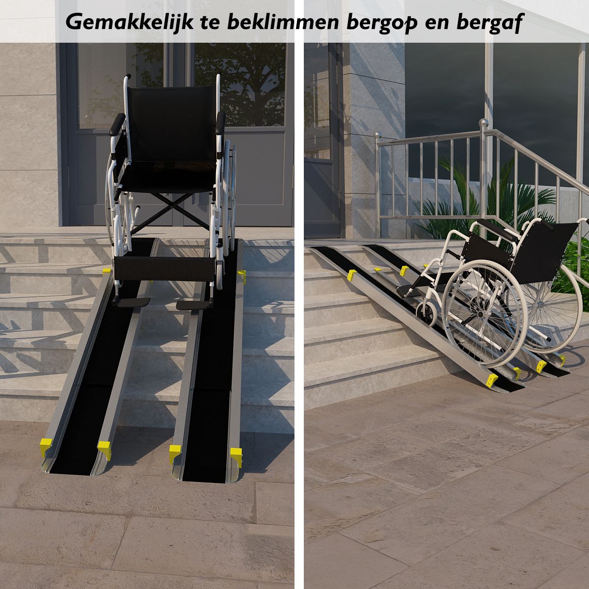 Coast Telescopische Rolstoelhelling Set van 2 - Aluminium Oprijplaten met Antisliplaag - 91,5-152,5 cm - Zilver - Draagvermogen 270 kg