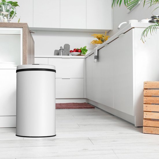 Automatische Prullenbak / Afvalemmer / Sensorprullenbak - 30 Liter - Wit - Rond