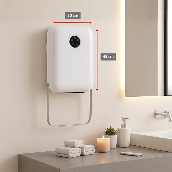 alpina Badkamer Verwarming Elektrisch 750/2000W - Elektrische Kachel 2 Warmtestanden en 24-uurs Timer - Kachel IP22 Spatwaterdicht - met Afstandsbediening - Wandmontage