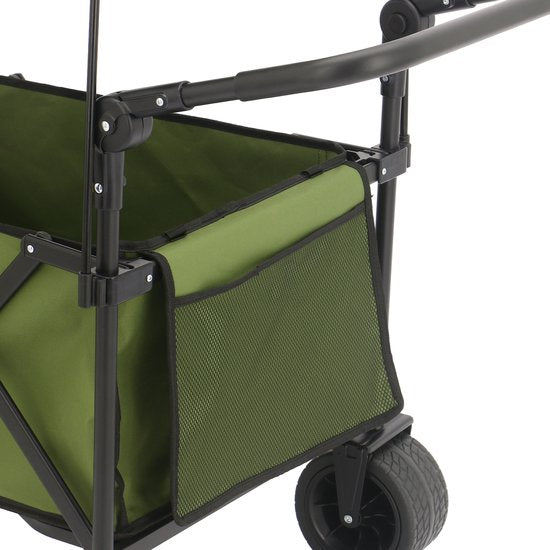 AXI SB221 Opvouwbare Bolderwagen met dak – Groen – Met Trekstang, Remmen en Hoes – 100 kg Draagvermogen – Eenvoudig mee te nemen - Metaal