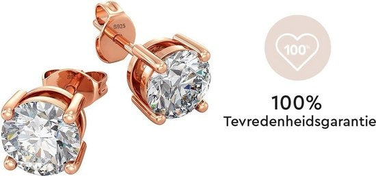 Yolora Dames Oorbellen met Kalpa Camaka Kristallen - Rosé kleurig - 18K Roségoud Verguld - Vrouwen Oorknoppen Rose Gold - Sieraden - Exclusieve Geschenkverpakking - Moederdag Cadeautje