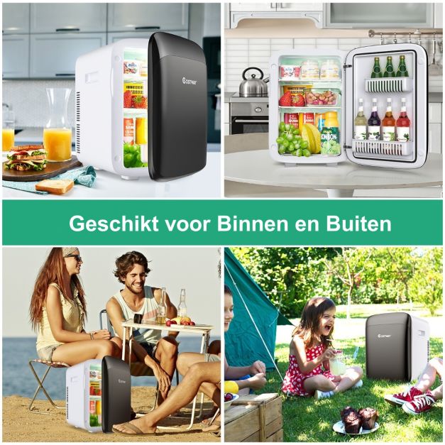 Coast 15 L mini koelkast - 2 in 1 koel- en verwarmingsfunctie - 27 x 33 x 38 cm - wit + zwart