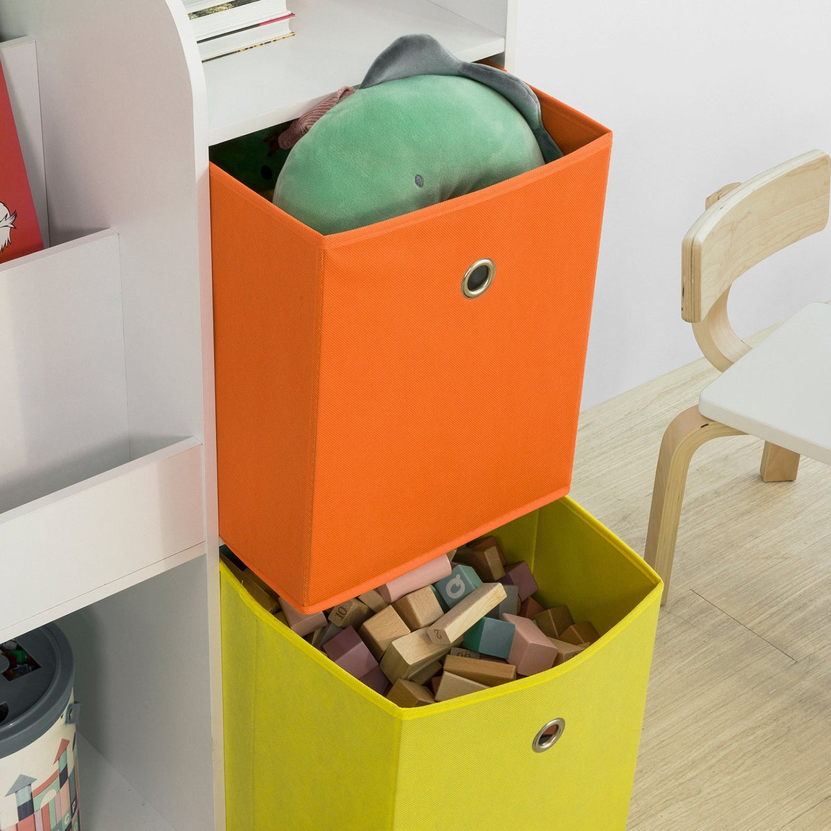 SoBuy Opbergkast voor Boeken en Speelgoed - 2 Manden - 89 x 35 x 88 cm - Wit