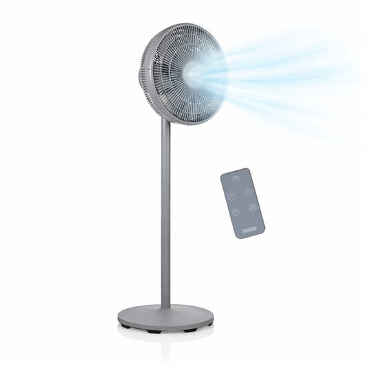 Princess DC Staande Ventilator – Extra Stil - ⌀44cm – 12 Snelheden – Oscillatie – Timer 1-8uur – Met Afstandsbediening – 30W – Grijs - 354822
