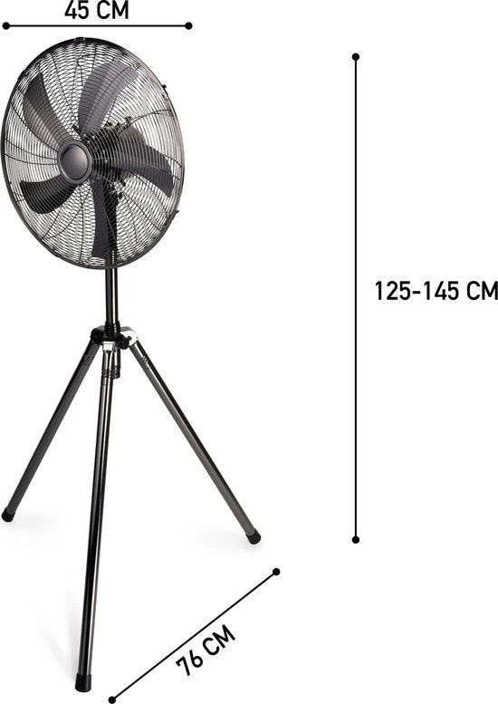 Lifetime Air Statiefventilator - 230V - Hoogte 125-145 CM - Driepoot Statief - 3 Snelheden - Oscillerende Functie - Kantelbaar - Zilver