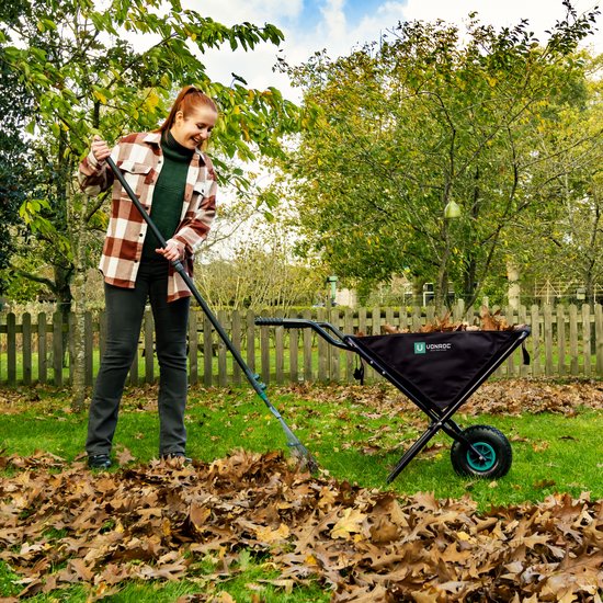 VONROC Opvouwbare kruiwagen – 50 liter – 30 kg. laadvermogen – Ideaal voor het afvoeren van tuinafval
