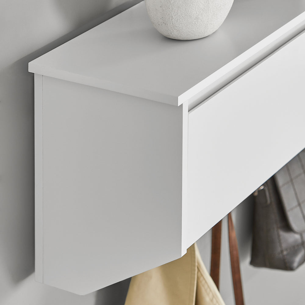 SoBuy Wandkapstok met 2 deuren en 5 dubbele haken - 78x20x30 cm - Max. 25KG - Wit