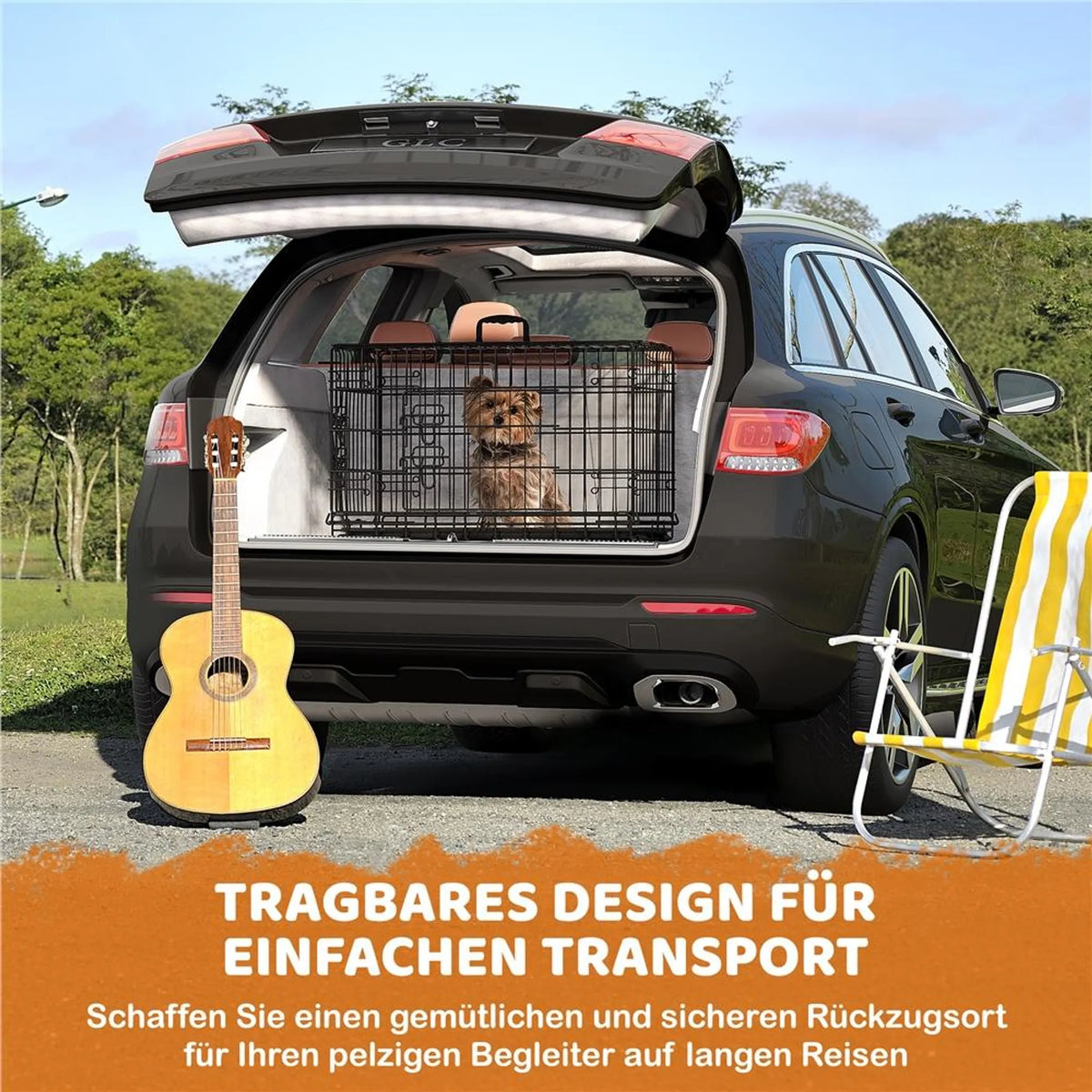 Yaheetech Hondenbench Opvouwbaar – 76 x 45 x 51 cm – Voorzien Van Tussenschot En Uitneembare Bodemplaat En Dubbele Deur – Voor Kleine Honden – Zwart Metaal En Kunststof