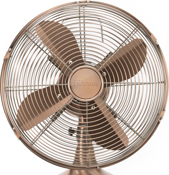 Tristar Retro Tafelventilator 30 cm – Koperen Afwerking – 3 Snelheden – Oscillerend – VE-5970