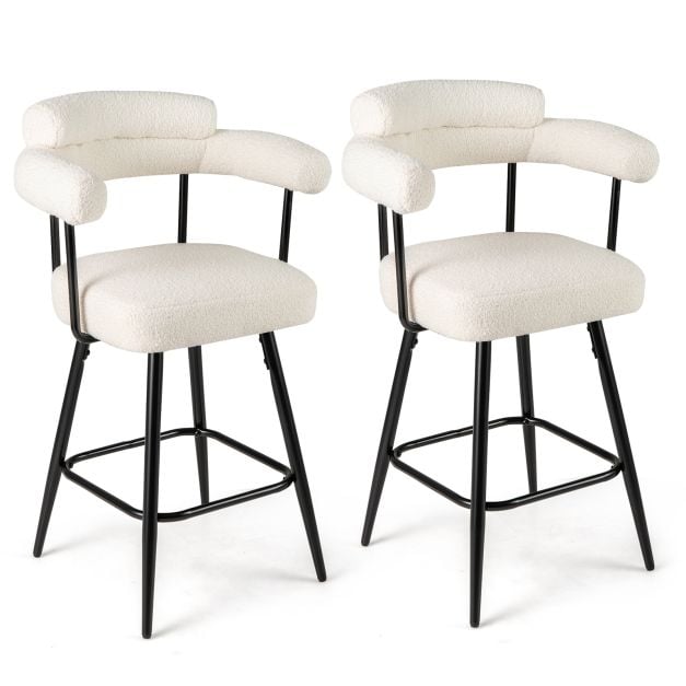 Coast Set van 2 Barkrukken - Wit/Zwart - 360° Draaibaar - Zithoogte 69 cm