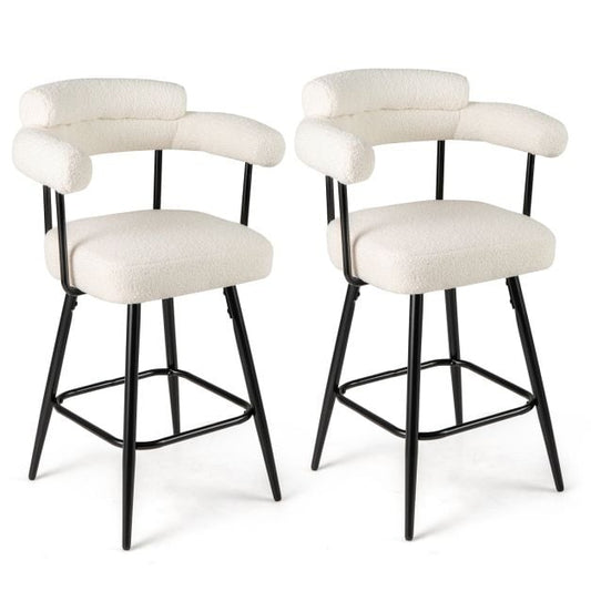 Coast Set van 2 Barkrukken - Wit/Zwart - 360° Draaibaar - Zithoogte 69 cm