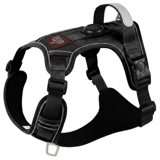 By Cee Cee Hondentuigje Hondenharnas - Anti Trek Tuig - Y Tuig Hond – Reflecterend Honden Tuigje – Zwart – Maat XL