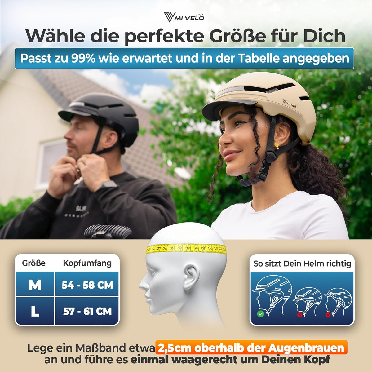 Mivelo Unisex Fietshelm NOVA - Met Lampje - NTA Gecertificeerd tot 45km/h - Beige - Maat L (57-61 cm)