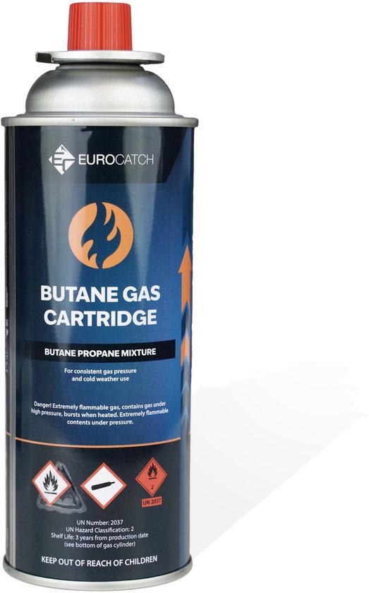 EuroCatch Butaan/Propaan Gascartridge 227 Gram – Zilver/Rood – 227g Butaan-Propaangas