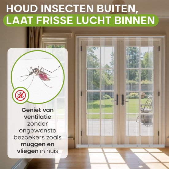 O'DADDY® Vliegengordijn Lamellenhor - 184x260 cm - Deurgordijn - Hordeur - Aanpasbaar Ontwerp - Glasvezel - Deurhor Wit