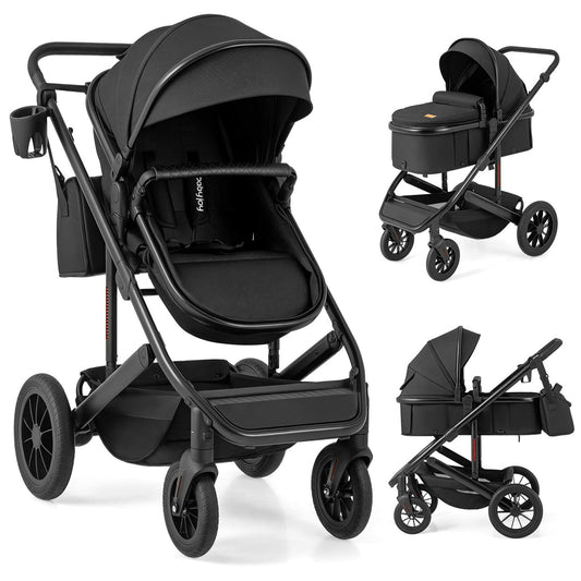 Coast 3-in-1 Kinderwagen met Afneembare Reiswieg - Zwart/Grijs - 96,5 x 58,4 x 104,1 cm