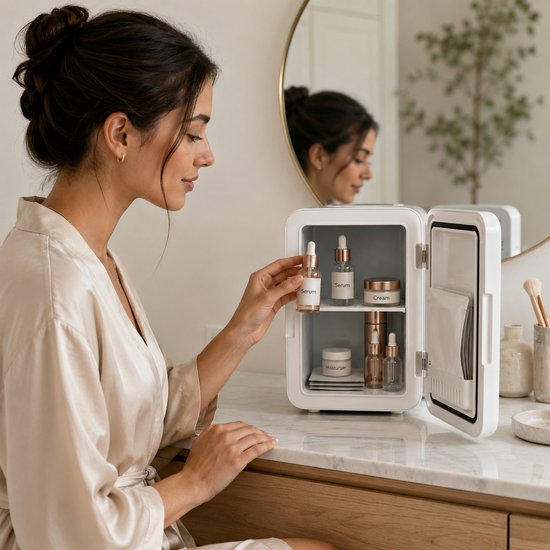 Soft & Silky Skincare koelkast - Mini - Make up Organizer - Make-up Koelkast - Cosmetica & Skincare - Auto koelkast - Beauty - Frigobox - ac/dc - koelkastje