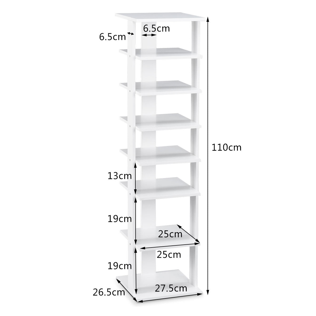 Coast Schoenenrek - 8-Laags - 29 x 26 x 110 cm - Wit