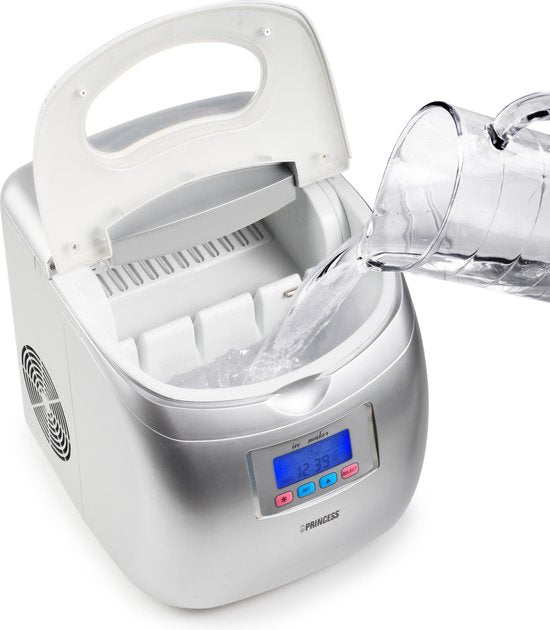 Princess Ice Cube Maker 283069 - IJsblokjesmaker - 2,8 liter - Zilver - 120W - 9 blokjes in 6 minuten - Zelfreinigingsfunctie - Met IJsschep - IJsblokjesmachine - IJsklontjes maker