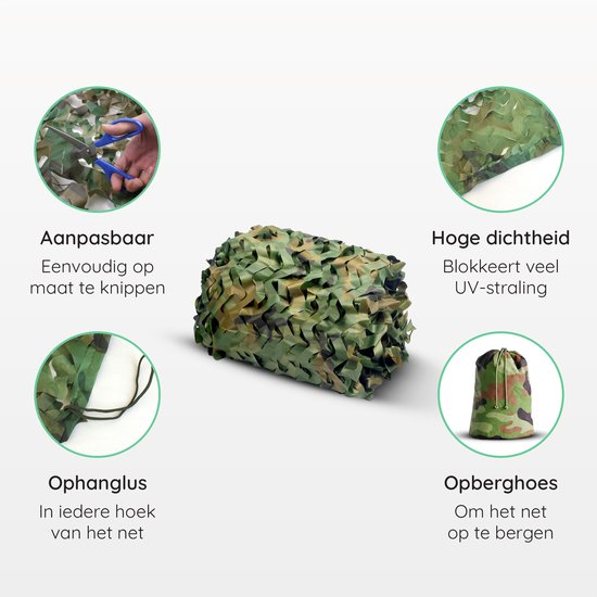 Volcan Camouflagenet 300x400 - Schaduwdoek - Camonet Voor Optimaal Camouflage Effect - Groen