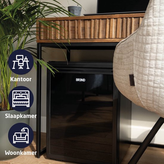 BREND BR-2225 Mini Koelkast Vrijstaand 30 Liter – Tafelmodel Fridge met Instelbare Temperatuur – Minibar met Verstelbare Deurrichting – Zwart