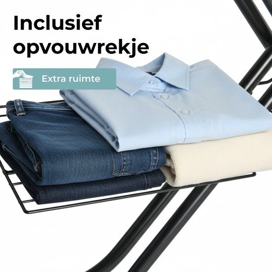 STAUS&BACH Strijkplank X - voor Stoomgenerator - 122 x 43,5 cm - Inclusief mouwplankje en opvouwrek - 76 - 96 cm in hoogte verstelbaar - Met stoomunithouder stoomstrijkijzer - Blauw - Ironiq Pro