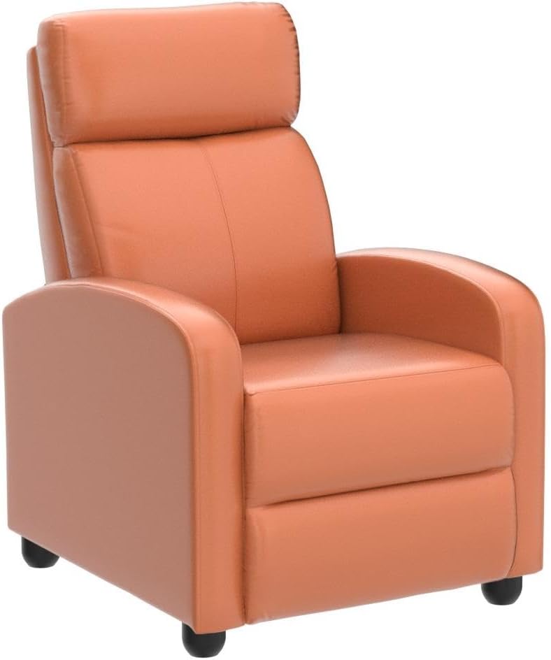 Yaheetech Relaxfauteuil Set van 2 - 67,3 x 85,1 x 99,6 cm - Verstelbare Voetsteun - Kunstleer - Tan