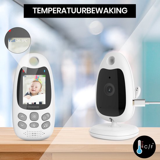 Oemmie Babyfoon - Babyfoon met Camera - Baby Monitor - Baby Camera - Video & Audio - Nachtvisie - Wit