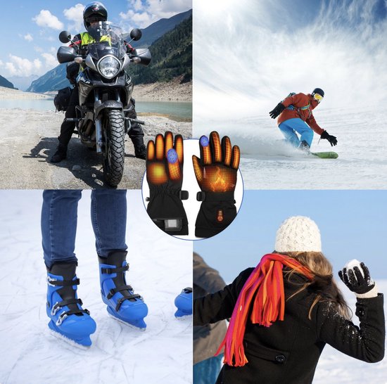Qualitá® Verwarmde Handschoenen - Handschoenen Verwarmd - Waterafstotende - Elektrische Handschoenen Maat XL - Met Touchscreen Compatibiliteit - Wintersport - Oplaadbaar