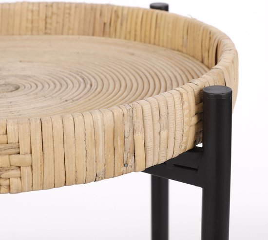 Mica Decorations Kaj Bijzettafel - H51 x Ø45 cm - Rotan - Bruin