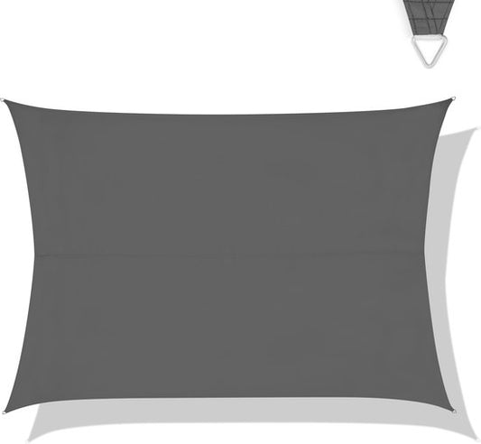 VONROC Premium Schaduwdoek - Tarp - Rechthoek - 400x300 cm – Waterafstotend - Grijs – Incl. Opbergtas en bevestigingskoord