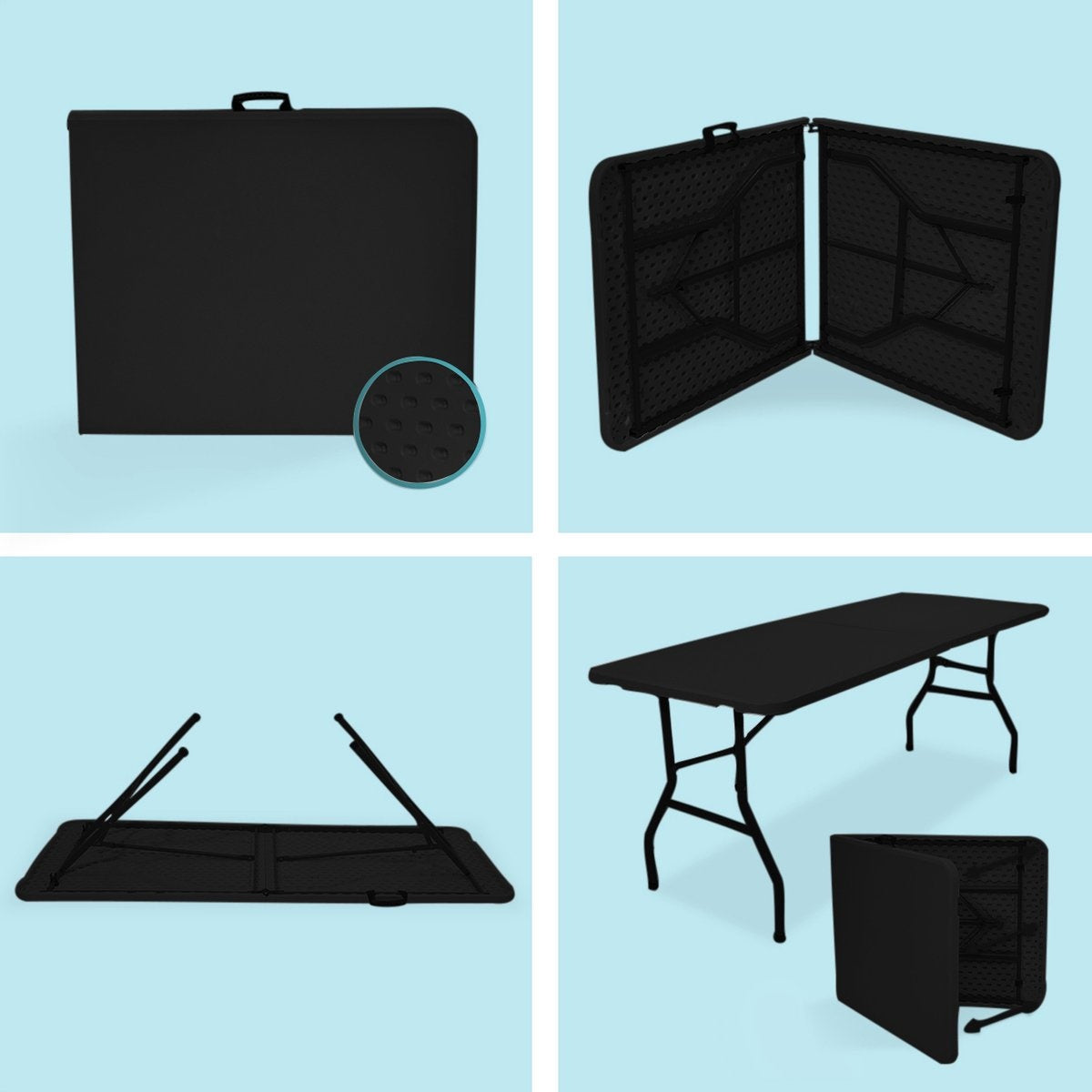 LifeGoods Klaptafel – Inklapbaar & Weerbestendig – max. 120 kg – 180 x 70 x 74 cm – Zwart