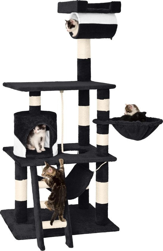 TecTake Stokely krabpaal - 141 cm - Zwart/Wit