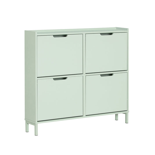 SoBuy Schoenenkast FSR100-GR - 4 Klaplades - 100 x 19 x 90 cm - Groen