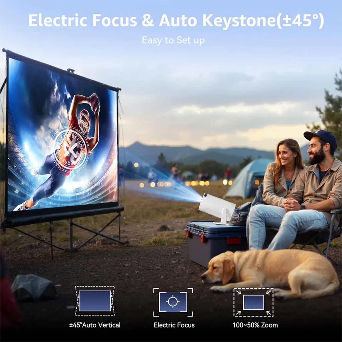 XBJ Draagbare Mini Beamer - Wifi 6 - Bluetooth 5.2 - Wit