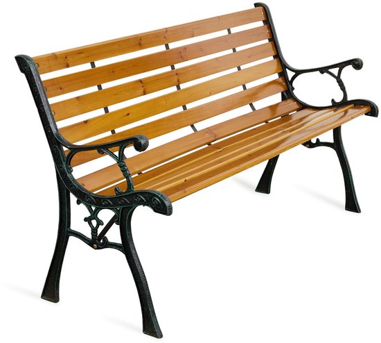 Lifa Garden Nostalgische Tuinbank - Buitenbank - Natuurlijk dennenhout, staal - Bruin - 126x52x73cm(LxBxH)