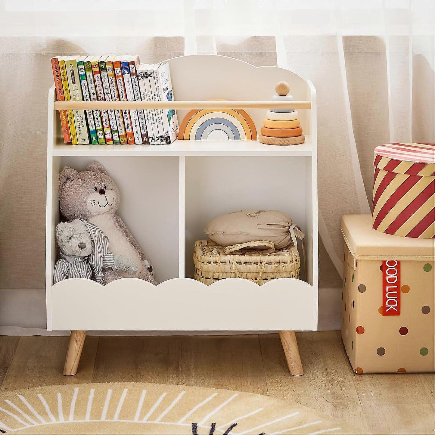 SoBuy Boekenkast - KMB100-K-W - MDF & Hout - 61x35x71cm - Wit