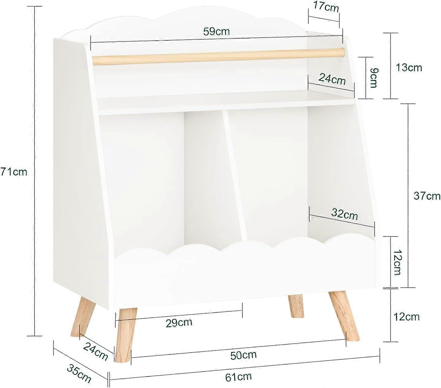 SoBuy Boekenkast - KMB100-K-W - MDF & Hout - 61x35x71cm - Wit