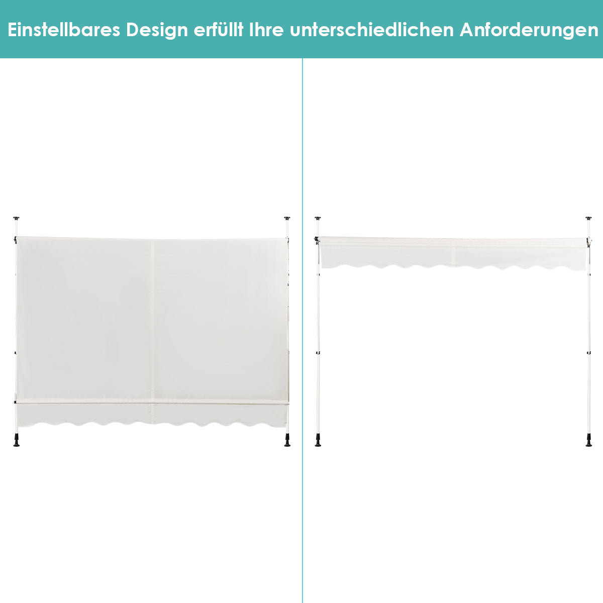 Coast Telescopisch zonnescherm Intrekbaar zonnescherm voor tuin 300 x 120 cm Beige