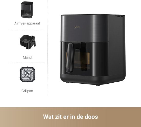 MOVA Tech AeroChef FD10 Pro Enkel 6 l Vrijstaand 1800 W Heteluchtfriteuse Zwart