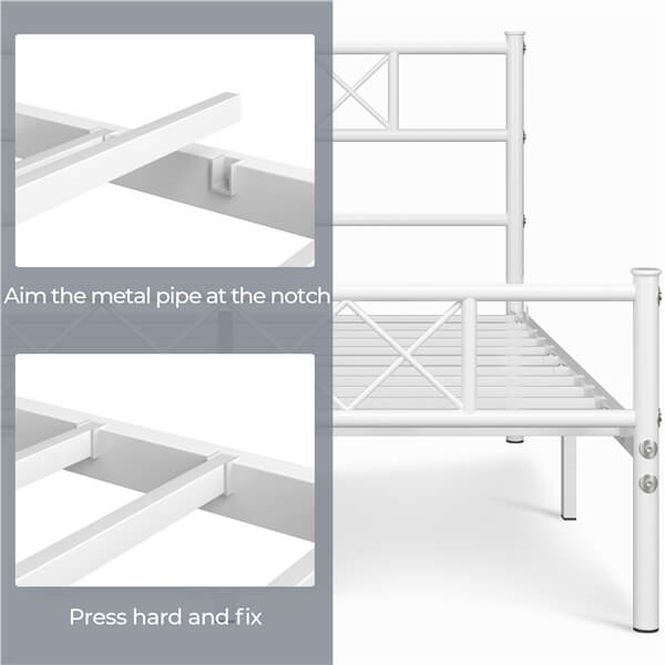 Yaheetech Metalen Bedframe - Met Hoofdbord en Voetbord - 800 lb Draagvermogen - 32 cm Onderbedopslag - Zonder Boxspring